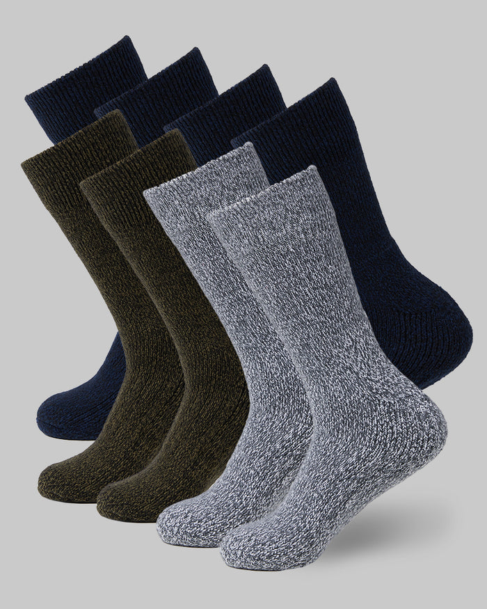 32 Degrees 2 Navy Heather / 1 Sage Heather / 1 Grey Heather _ 4-Pack Thermal Comfort Crew socks {bottom}{right}