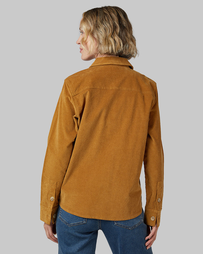 32 Degrees Dijon _ Women's Corduroy shirt Jacket {model: Linda is 5'9"and size 4 wearing size S}{bottom}{right} {bottom}{right}