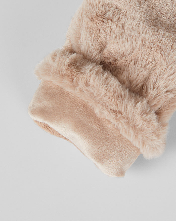 32 Degrees Light Taupe _Women's Plush Fur Mittens {bottom}{right}