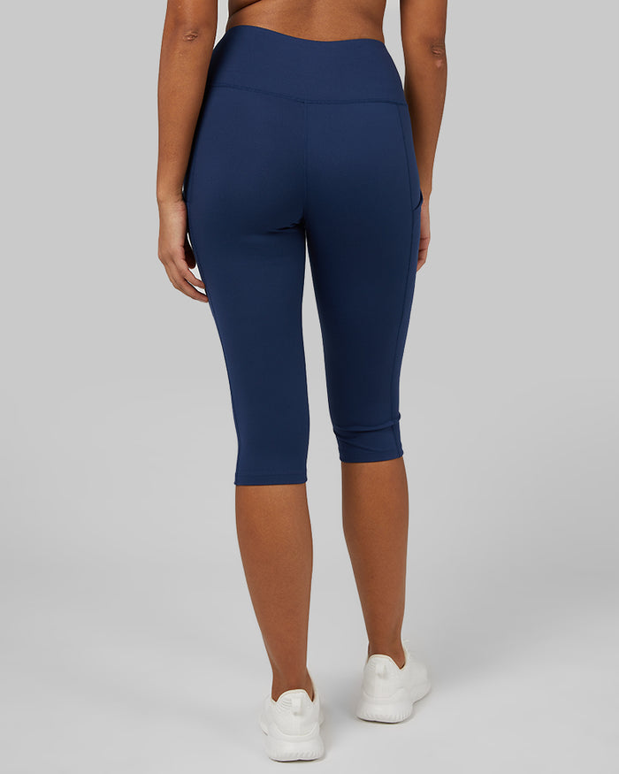 32 Degrees Inky Indigo _ Womens High-Waist Active Crop Legging {model: Victoria is 5'10" and size 4-6, wearing size S}{bottom}{right} {bottom}{right}