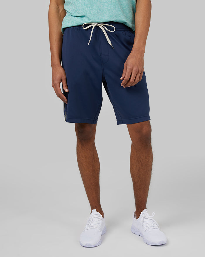 32 Degrees Navy Night _ Mens Flex Ace Active Short {model: Isaiah is 6'2", wearing size M}{bottom}{right} {bottom}{right}