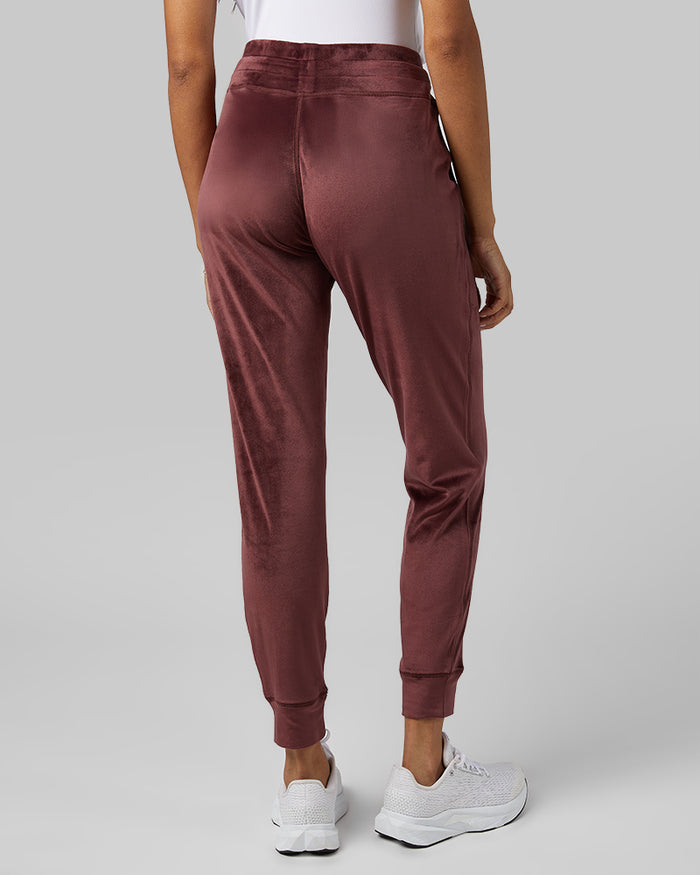 32 Degrees Decadent Chocolate _ Women's soft Velour Jogger {model: Dido is 5'9"and size 4 wearing size S}{bottom}{right} {bottom}{right}