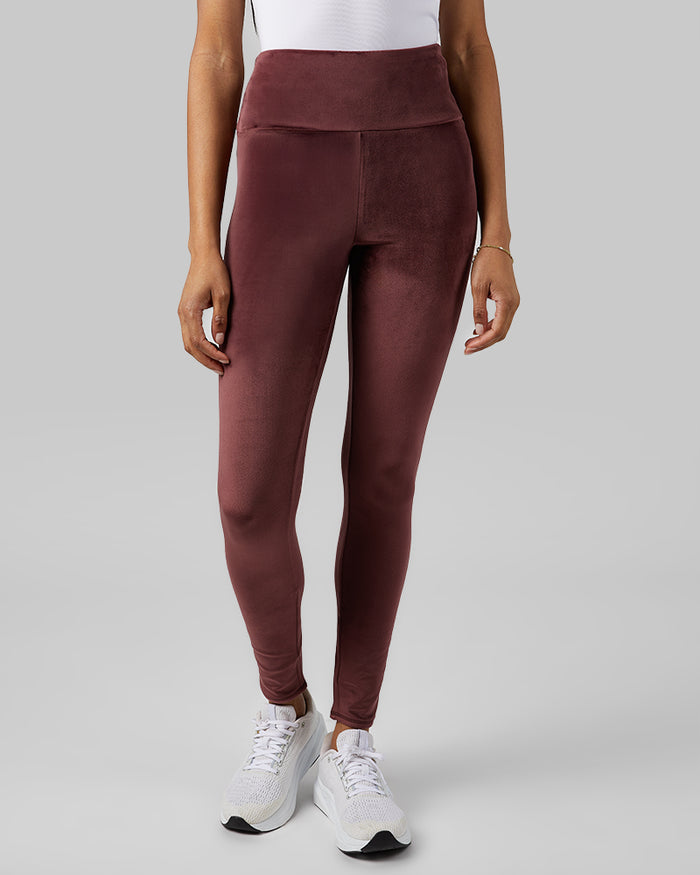 32 Degrees Decadent Chocolate _ Women's soft Velour Legging {model: Dido is 5'9"and size 4 wearing size S}{bottom}{right} {bottom}{right}