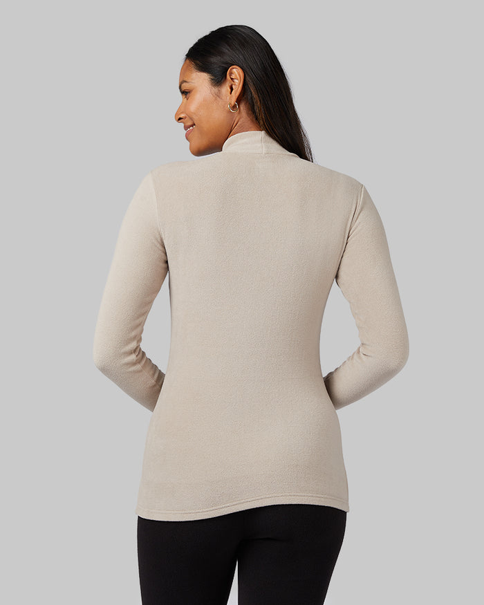 32 Degrees Cobblestone _ Women's Heavyweight Fleece Baselayer Mock Top {model: Victoria is 5'10"and size 4-6 wearing size S}{bottom}{right} {bottom}{right}