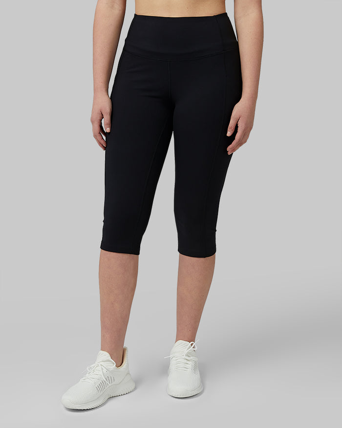 32 Degrees Black _ Women's High-Waist Active Crop Legging {model: Blaise is 5'7"and size 6 wearing size S}{bottom}{right} {bottom}{right}