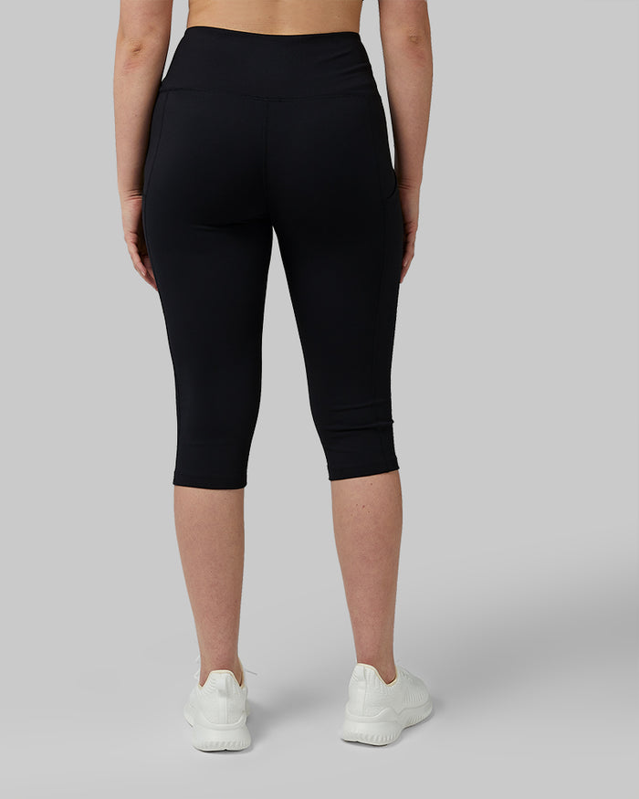 32 Degrees Black _ Women's High-Waist Active Crop Legging {model: Blaise is 5'7"and size 6 wearing size S}{bottom}{right} {bottom}{right}