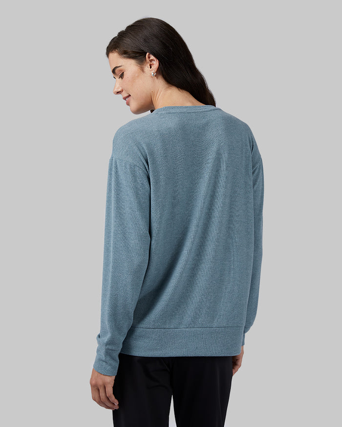 32 Degrees Goblin Heather _ Women's soft sweater Knit Crew Top {model: Katie is 5'10"and size 4 wearing size S}{bottom}{right} {bottom}{right}
