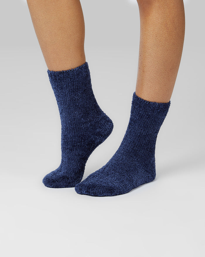 32 Degrees Night Navy / Saddle / Space Green Grey _ Women's 3-Pack Cozy Lounge socks {bottom}{right}