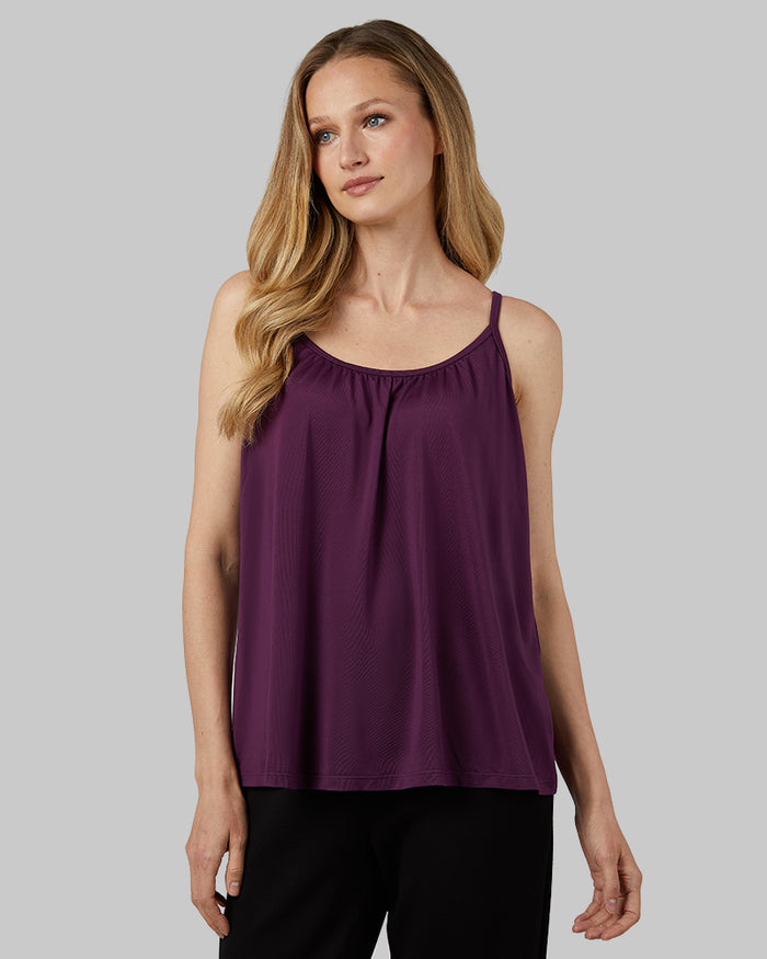 32 Degrees Plum Purple _ Women's Cool Flowy Bra Cami {model: Xenia is 5'9"and size 2 wearing size S}{bottom}{right} {bottom}{right}
