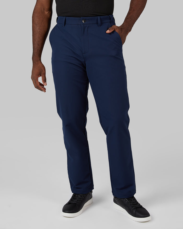 32 Degrees Classic Navy _ Men's Expandable Waistband Pant {model: Tradell is 6'1", wearing size 32}{bottom}{right} {bottom}{right}