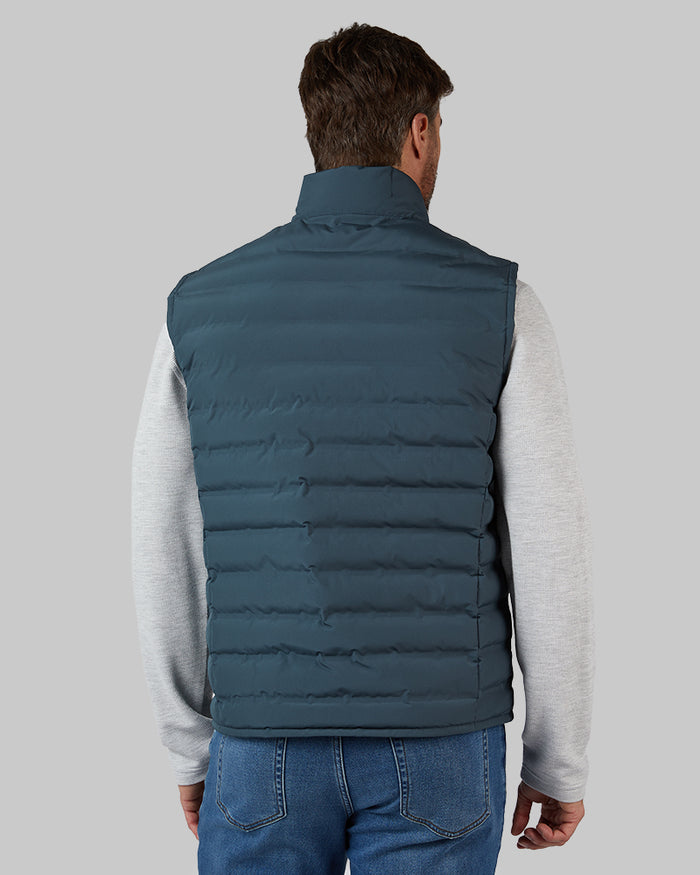 32 Degrees Dark Storm _ Men's Lightweight Packable Vest {model: Justin is 6'1", wearing size M}{bottom}{right} {bottom}{right}