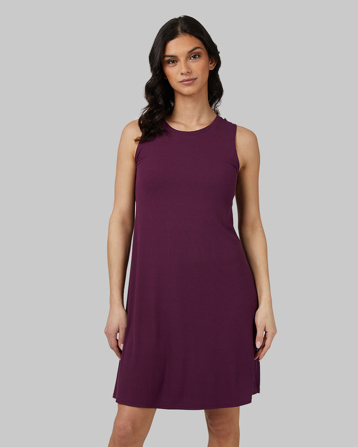32 Degrees Victorian Berry _ Women's soft Rib Tank swing Dress {model: Rowena is 5'8"and size 4 wearing size S}{bottom}{right} {bottom}{right}