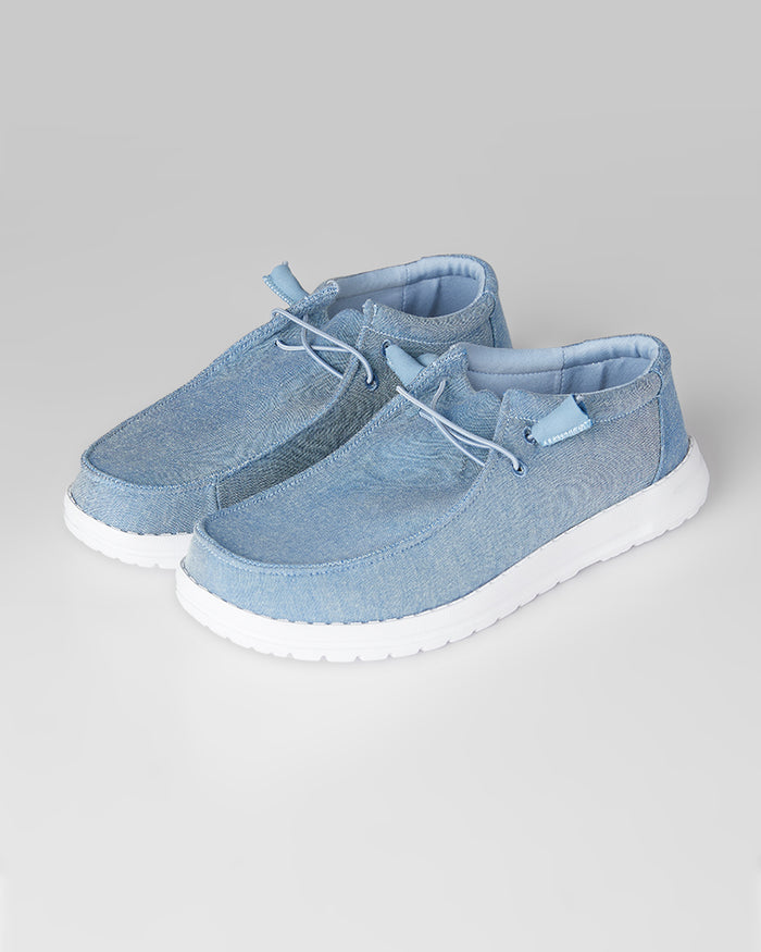 32 Degrees Light Blue Chambray _ Women's Canvas slip-On shoes {bottom}{right}