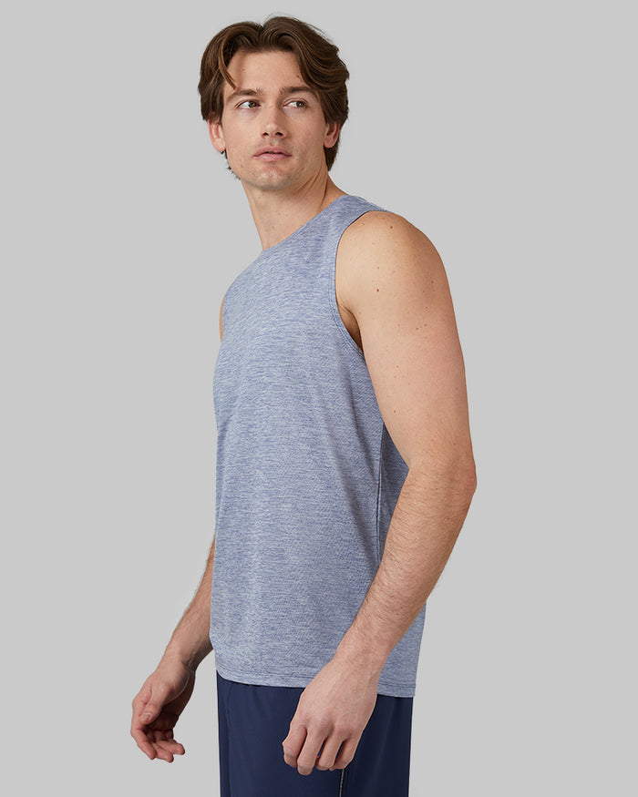 32 Degrees Harbor Blue Space Dye _ Men's Ultra-sonic Active Tank {model: Michael is 6'0", wearing size M}{bottom}{right} {bottom}{right}