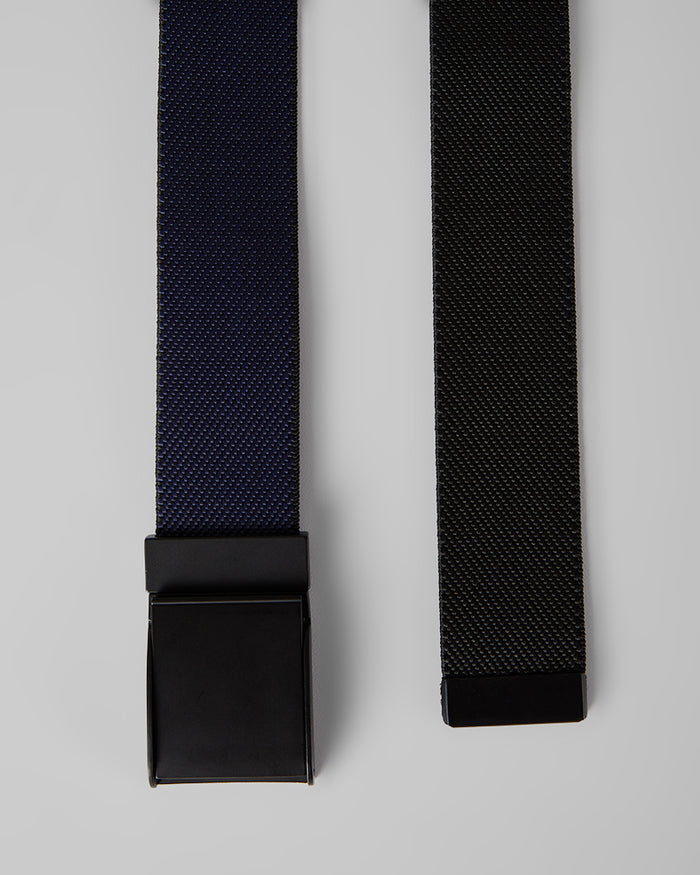 32 Degrees Navy/Black _ Men's Reversible stretch Belt {bottom}{right}