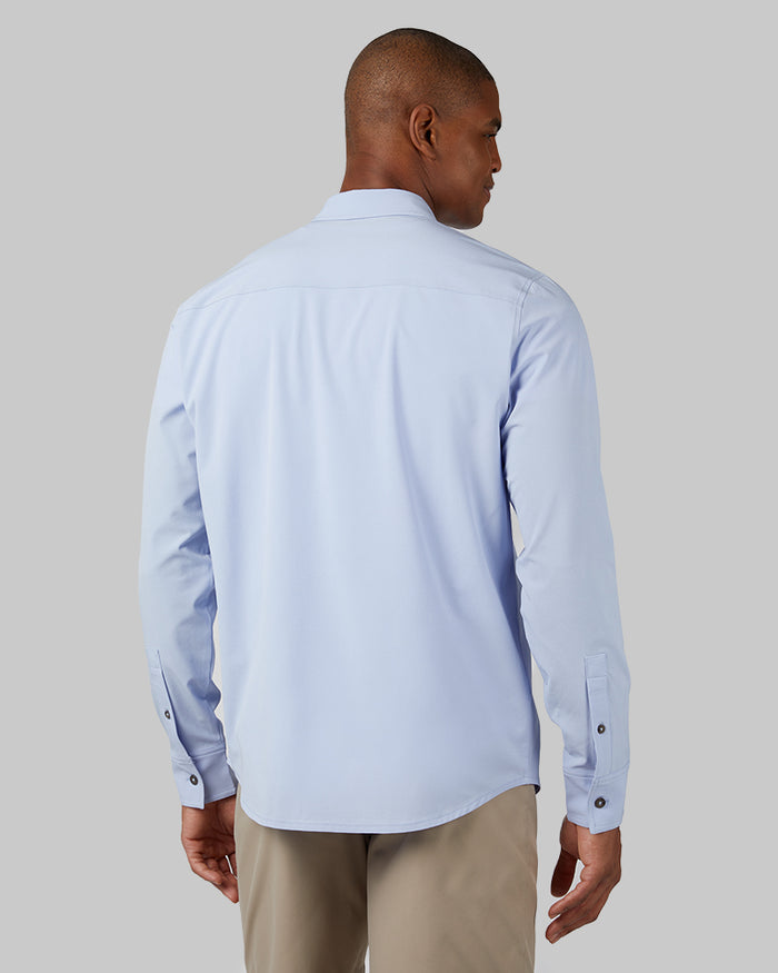 32 Degrees Bel Air Blue _ Men's Casual Long sleeve Dress shirt {model: Isaiah is 6'2", wearing size M}{bottom}{right} {bottom}{right}