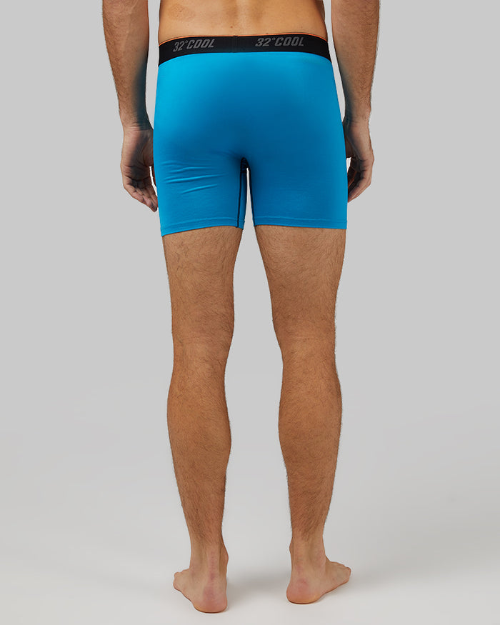 32 Degrees Neon Blue _ Men's Cool Active Boxer Brief {model: Fran is 6'2", wearing size M}{bottom}{right} {bottom}{right}