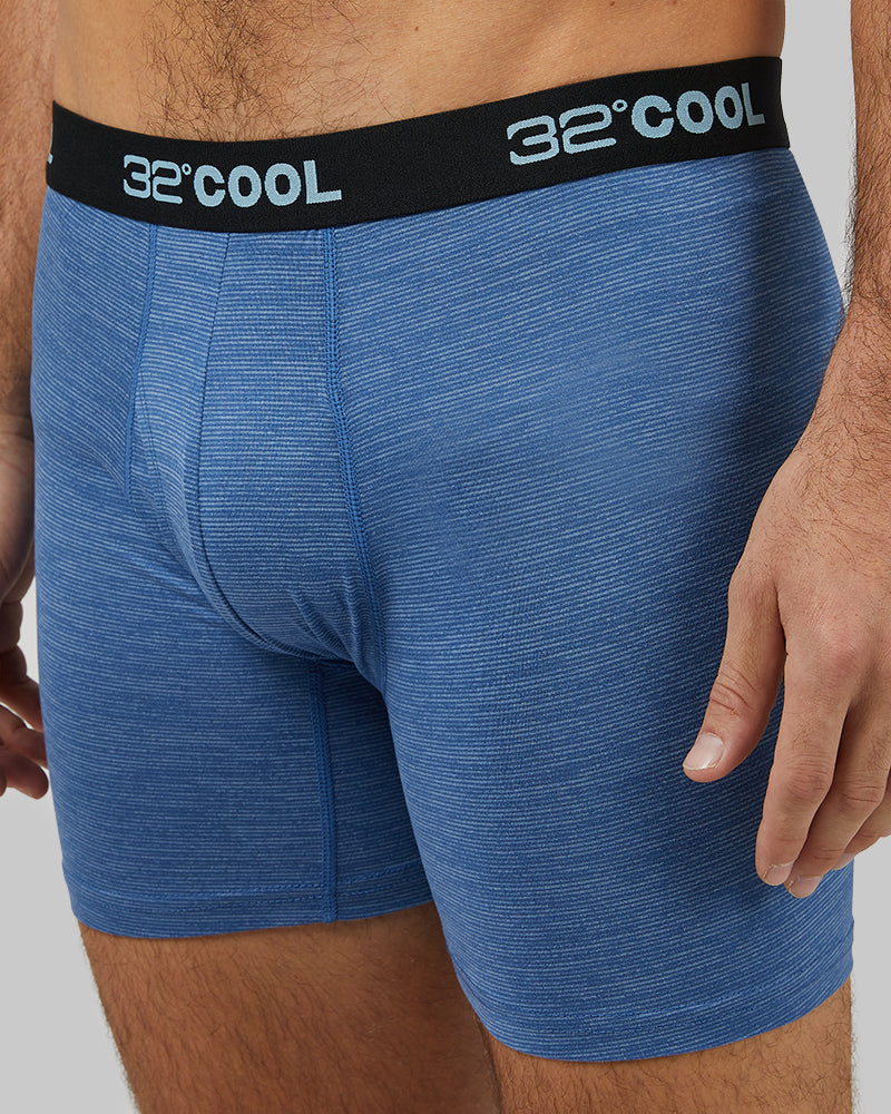 32 Degrees Royal Blue Heather _ Men's 4-Pack Cool Boxer Brief {model: Fran is 6'2", wearing size M}{bottom}{right} {bottom}{right}
