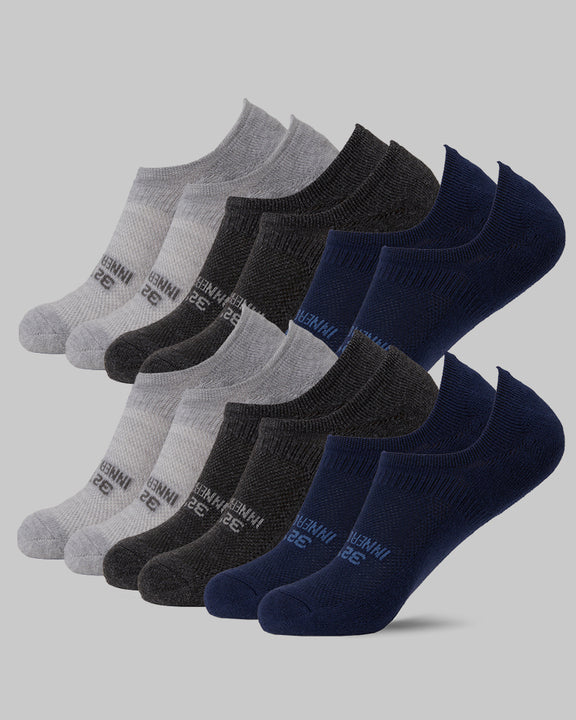 32 Degrees Grey Heather/Black Heather/Navy _ Men's 6-Pack Cool Comfort No Show Socks {bottom}{right}