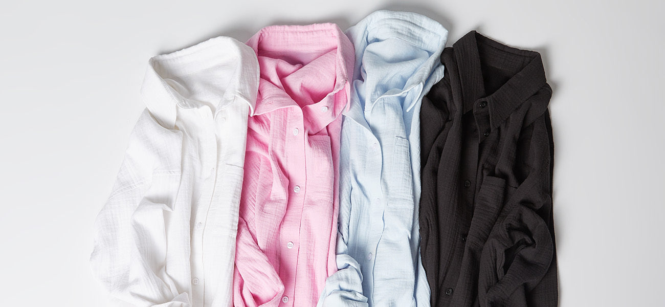 WOMEN'S SOFT GAUZE OVERSIZED LONG SLEEVE BUTTON-UP