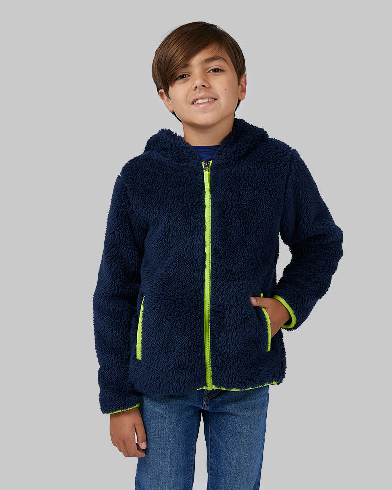 BOYS' SOFT SHERPA HOODED FULL-ZIP