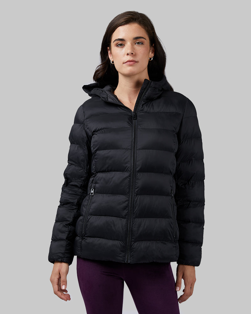 WOMEN'S LIGHTWEIGHT RECYCLED POLY-FILL PACKABLE HOODED JACKET