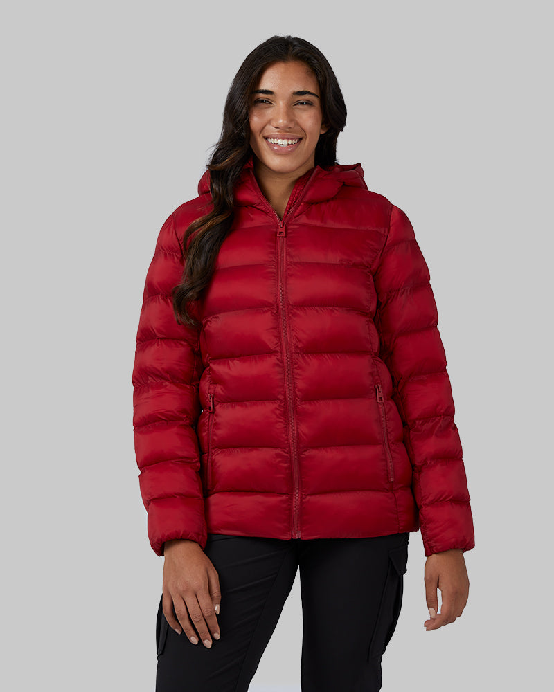 WOMEN'S LIGHTWEIGHT RECYCLED POLY-FILL PACKABLE HOODED JACKET