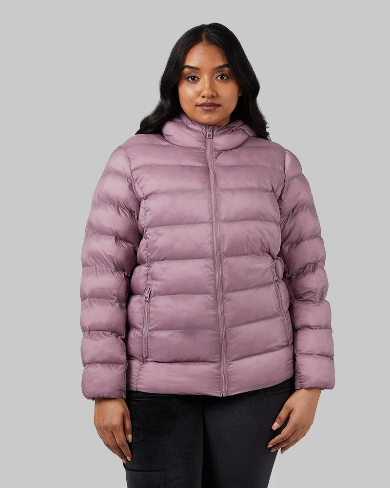 WOMEN'S LIGHTWEIGHT POLY-FILL PACKABLE HOODED JACKET