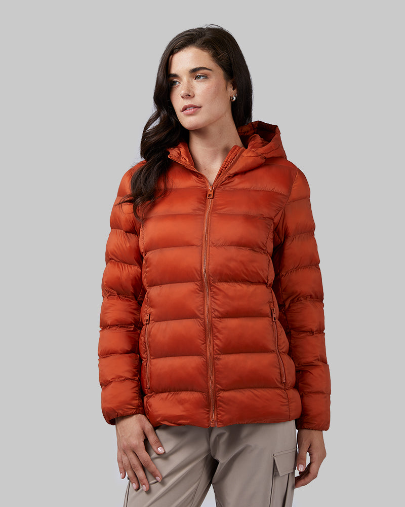 WOMEN'S LIGHTWEIGHT RECYCLED POLY-FILL PACKABLE HOODED JACKET
