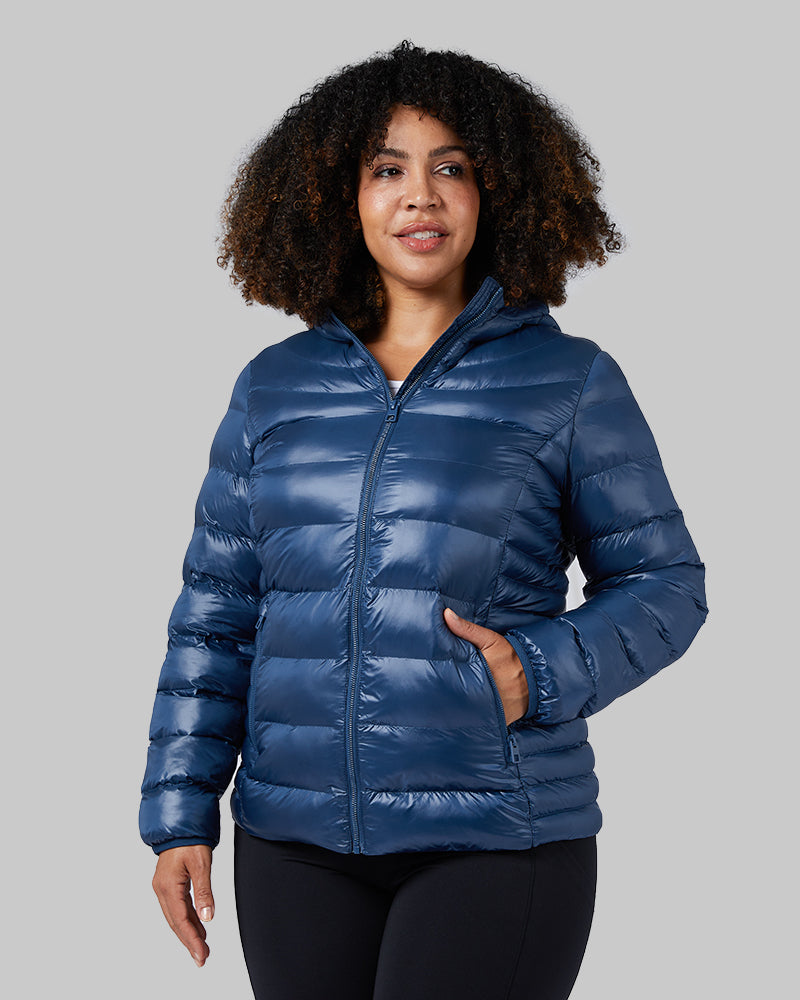 WOMEN'S SHINY POLY-FILL HOODED JACKET