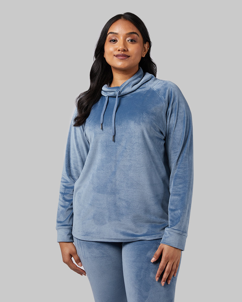 WOMEN'S SOFT VELOUR FUNNEL NECK TOP