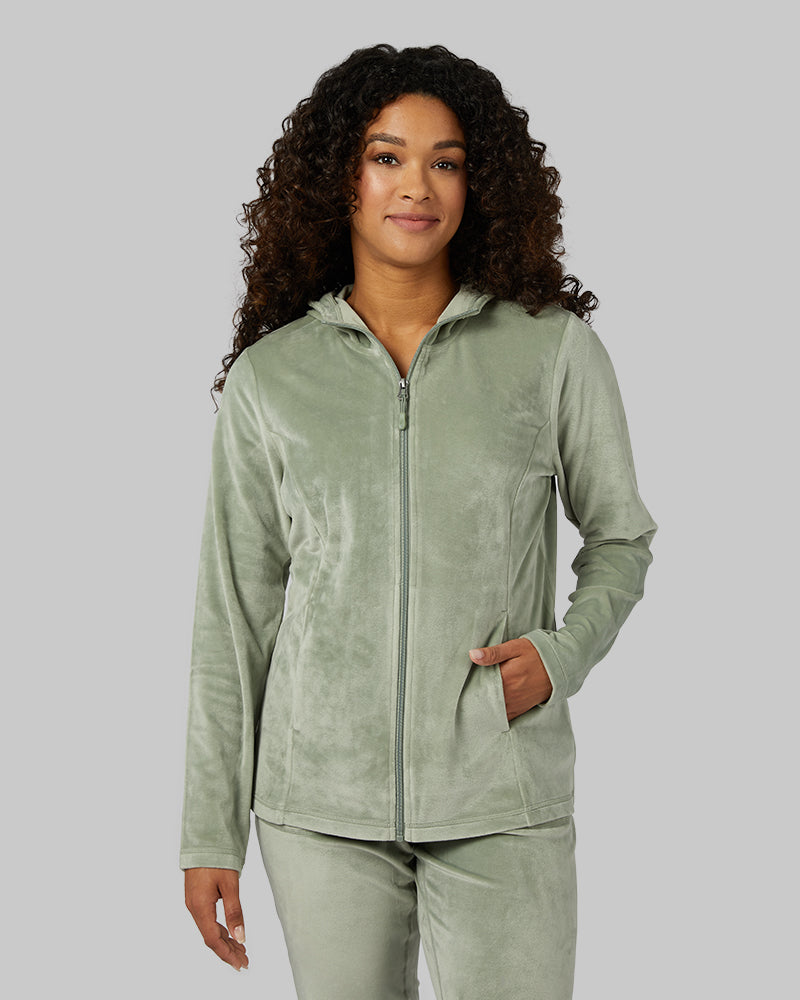 WOMEN'S SOFT VELOUR HOODED FULL-ZIP