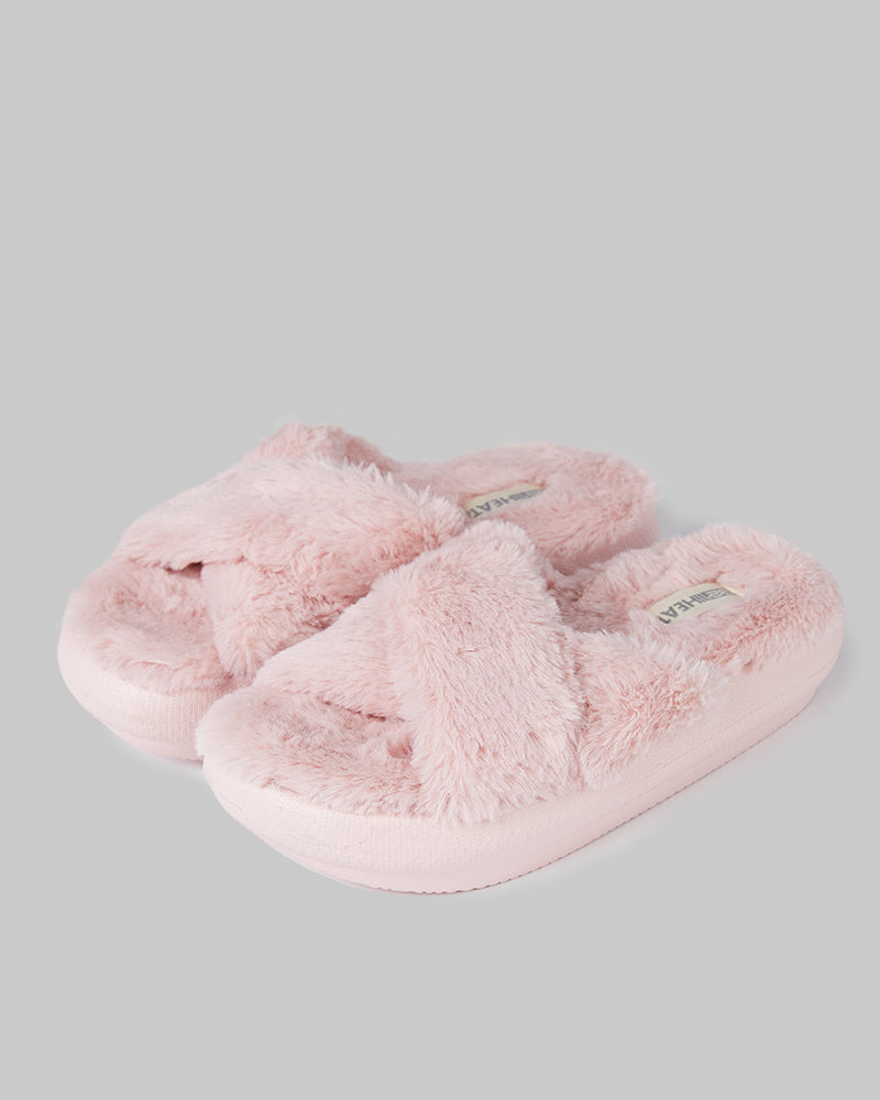 WOMEN'S CRISS-CROSS PLUSH SLIDES