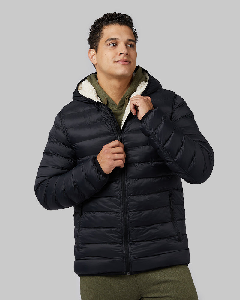 MEN'S HOODED SHERPA-LINED JACKET