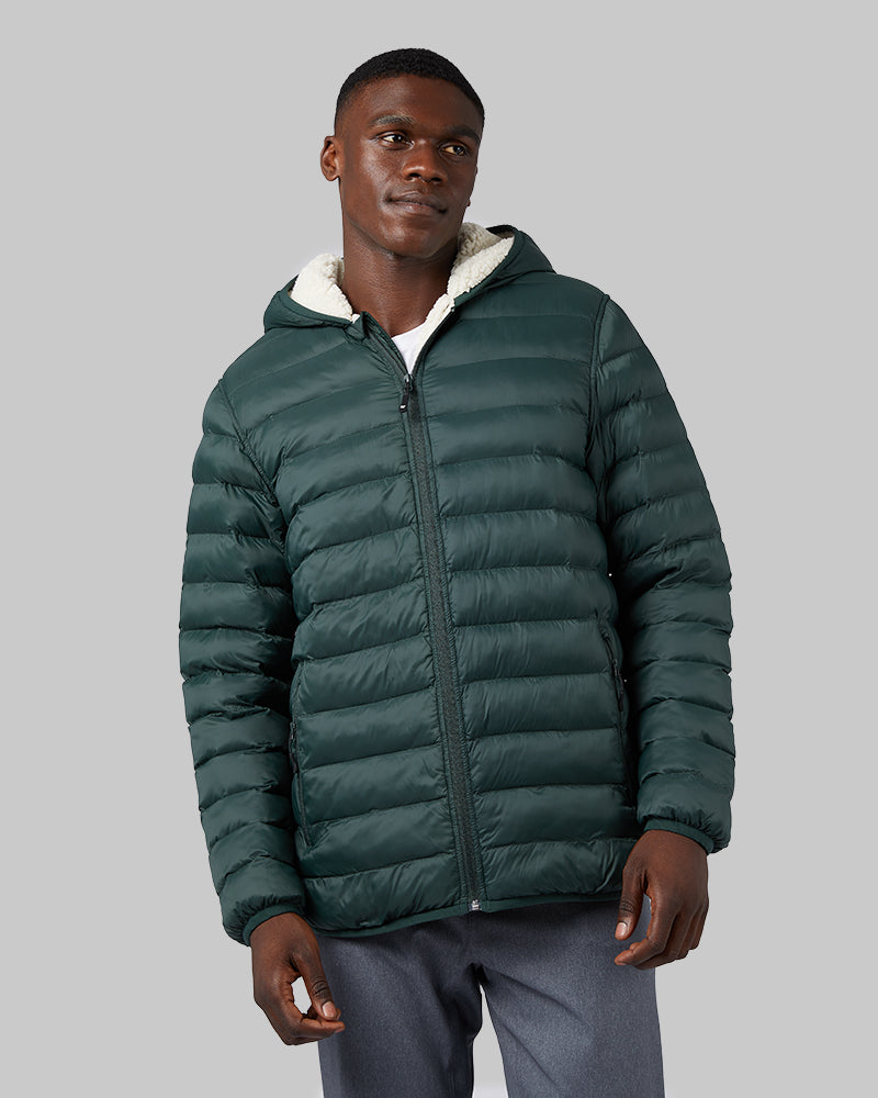 MEN'S HOODED SHERPA-LINED JACKET