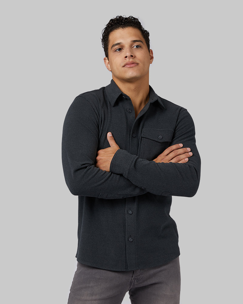 MEN'S SOFT STRETCH KNIT BUTTON-UP SHIRT