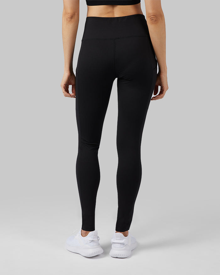 32 Degrees Black _ Women's High-Waist Active Legging {model:Mariana is 5'8" and size 4, wearing size S}{bottom}{right}