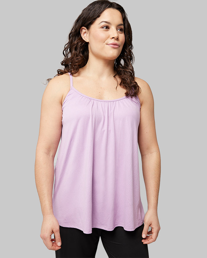 32 Degrees Smokey Grape Heather_ Women's Cool Relaxed Bra Cami {model: Lex is 5'9" and size 12, wearing size L}{bottom}{right}