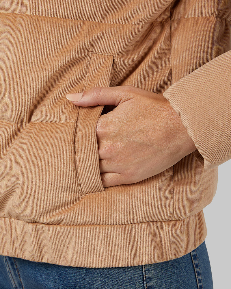 ダウンジャケット・コート codegraphy Women's corduroy fleece fleece padding ivory ChiyeeKiss Cropped Distressed Corduroy Jacket Sherpa Lined
