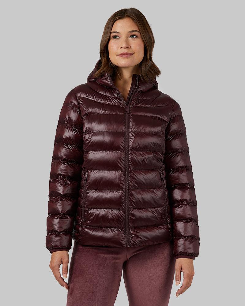 WOMEN'S SHINY POLY-FILL HOODED JACKET