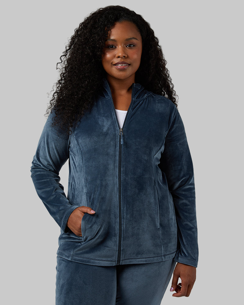 WOMEN'S SOFT VELOUR HOODED FULL-ZIP