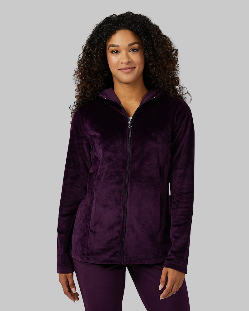 WOMEN'S SOFT VELOUR HOODED FULL-ZIP