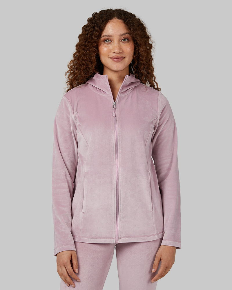 WOMEN'S SOFT VELOUR HOODED FULL-ZIP