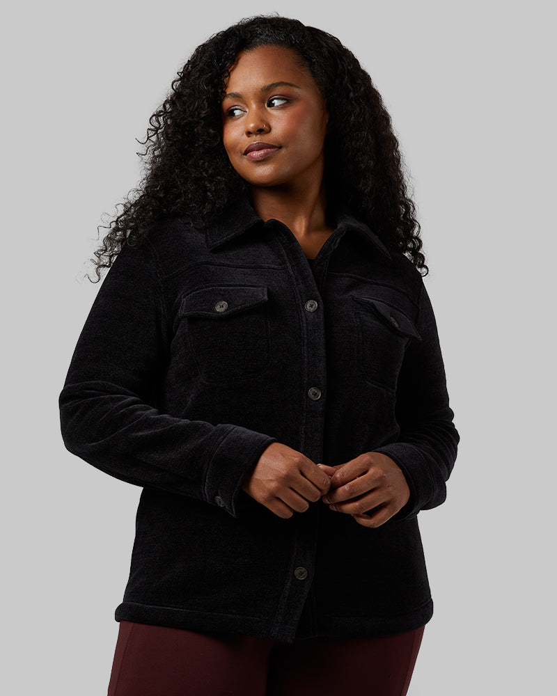 WOMEN'S VELVET SHERPA-LINED SHIRT JACKET