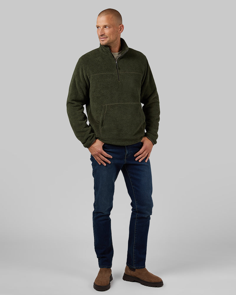 32 Degrees Black Ivy _ Men's Thermal Fleece ¼ Zip Top {model: Dennis is 6'1", wearing size M}{bottom}{right} {bottom}{right}