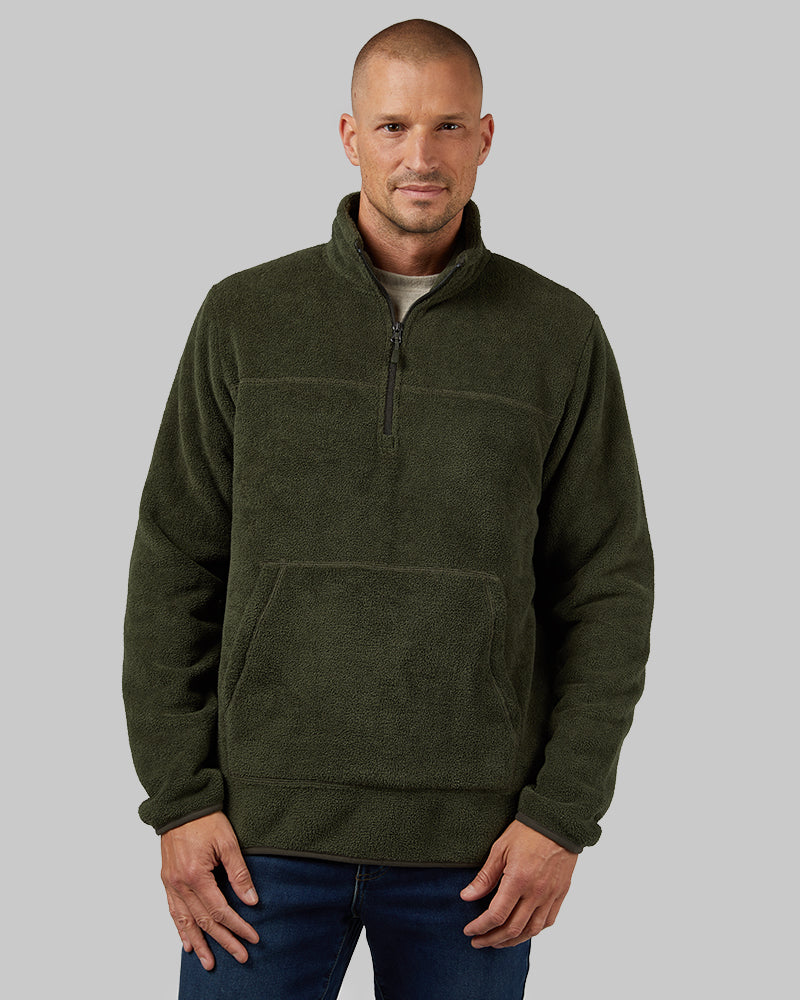 32 Degrees Black Ivy _ Men's Thermal Fleece ¼ Zip Top {model: Dennis is 6'1", wearing size M}{bottom}{right} {bottom}{right}