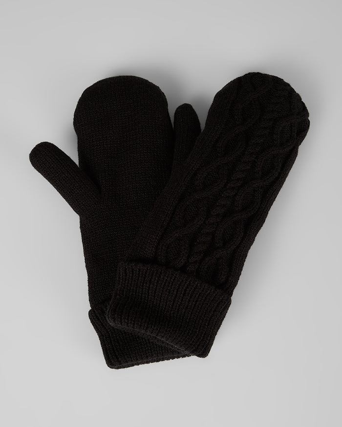 32 Degrees Black_Cable Knit Mittens {bottom}{right}