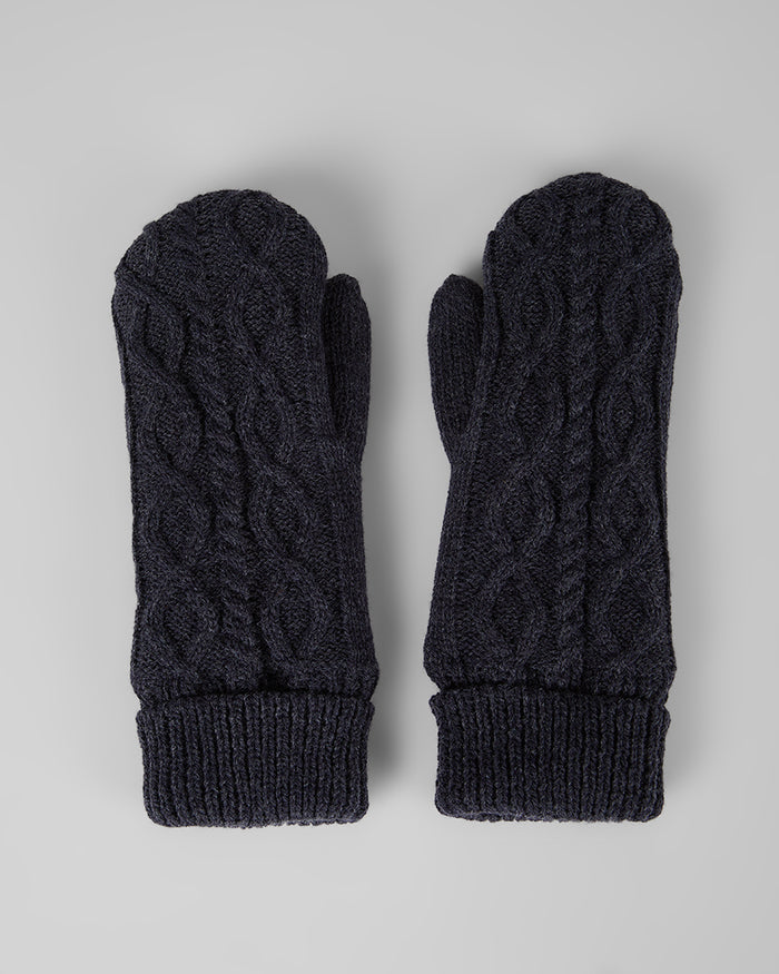 32 Degrees Marine Navy Heather_Cable Knit Mittens {bottom}{right}