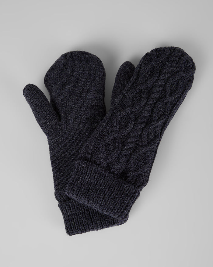 32 Degrees Marine Navy Heather_Cable Knit Mittens {bottom}{right}