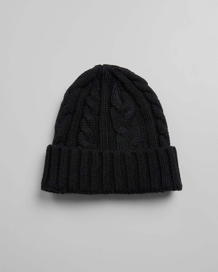 32 Degrees Black_Cable Knit Beanie {bottom}{right}